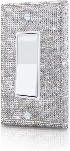 Miniatura 18 de 1 pieza Cubiertas de enchufe brillantes con diamantes de imitación, placas de pared para cubrir interruptores de luz, placa decorativa de imitación