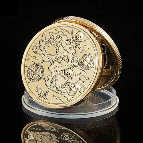 Miniatura 3 de Joygulls Treasure Island Bay Moneda Cráneo Barco Pirata Challenge Coin
