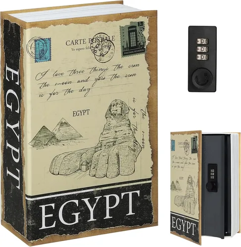 Miniatura 18 de Decaller Caja fuerte para libros con cerradura de llave, caja secreta de metal oculta para seguridad del hogar, dinero y joyas, 9.5 x 6.2 x 2.2