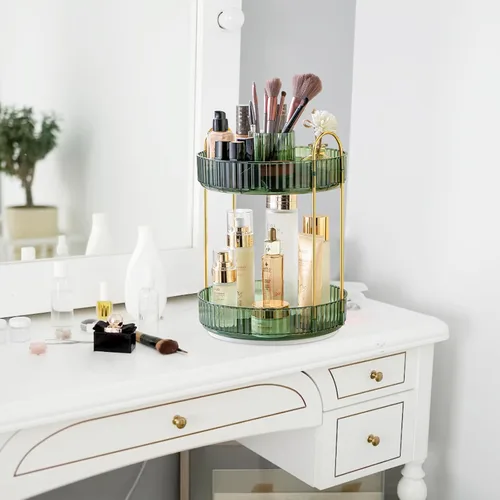 Miniatura 7 de MGBPEI Organizador de maquillaje giratorio de 360°, bandejas de baño, organizador de encimera, carrusel de maquillaje, estante giratorio de gran