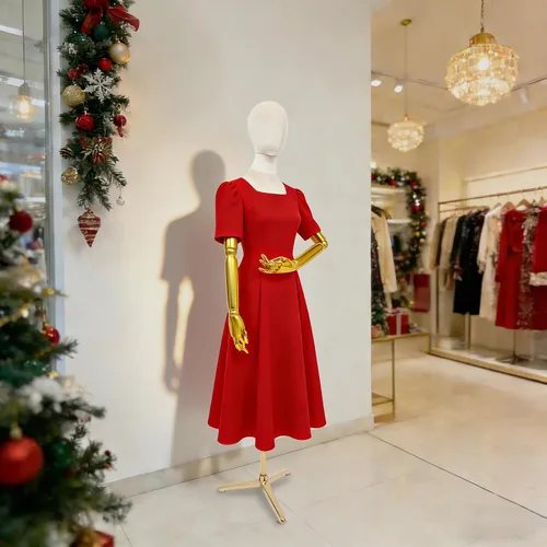 Miniatura 9 de Female Mannequin Dress Form, Adjustable Height Mannequin Body with Gold Arms and Base, Velvet Mannequin Torso for Clothing Dress Jewelry Display