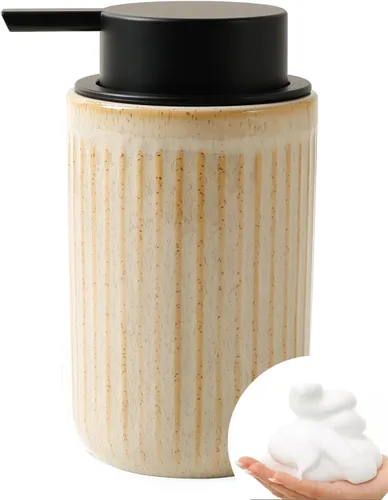 Miniatura 12 de BosilunLife Dispensador de Jabón de Manos de Espuma - Dispensador de Jabón de Espuma de Cerámica para Baño de 12 oz Dispensador de Jabón Líquido