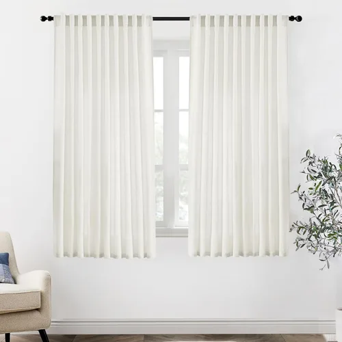 Miniatura 52 de XTMYI - Cortinas transparentes de 54 pulgadas de largo, juego de 2 paneles para baño, cortinas cortas de lino y algodón con semi privacidad