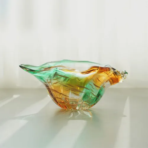 Miniatura 6 de Jarrón de cristal soplado de 9 pulgadas, hecho a mano, soporte para popurrí, caracola, caracola, figurita coleccionable, cuenco de caracola único