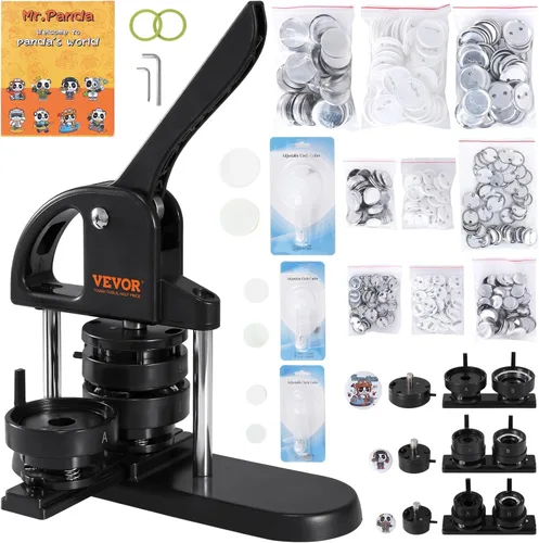 Miniatura 10 de VEVOR - Máquina para hacer botones, 32mm/1.25 pulgadas con 500 piezas de botones, kit de prensa de punzón con mango ergonómico en arco, máquina