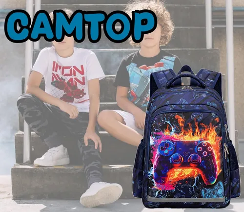 Miniatura 4 de CAMTOP Mochila para niñas para la escuela, mochilas para niños preescolar, jardín de infantes, primaria (edad 3-9 años), Gamepad