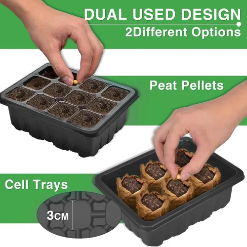 Miniatura 5 de Bandeja de inicio de semillas YAUNGEL con luz de crecimiento, kit de inicio de semillas de 4 piezas con controlador de temporización y brillo Negro