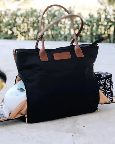 Miniatura 2 de Sarah Wells Abby - Bolsa de extracción de leche con correas de cuero real, elegante bolsa de bombeo con bolsillos aislados, almacenamiento