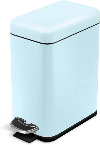 Miniatura 10 de Home Zone Living 1.3 galones pequeño cubo de basura para baño con tapa y pedal de paso, cesto de basura de acero inoxidable con diseño delgado