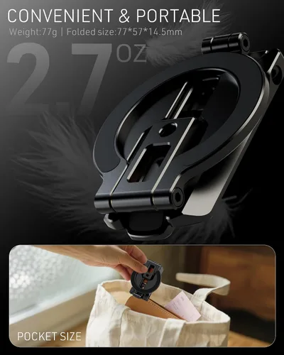 Miniatura 8 de Soporte magnético para teléfono, [ultrafino] trípode magnético para iPhone con Arca-Swiss & Cold Shoe y tornillo de 1/4 pulgadas y diseño de gancho