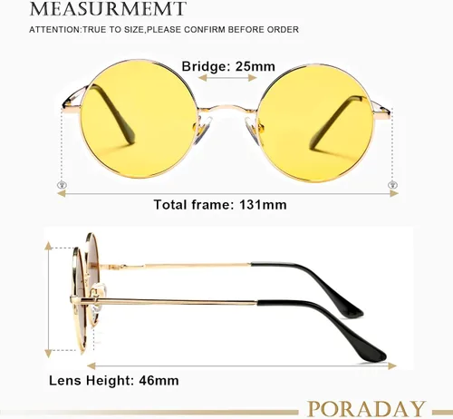 Miniatura 9 de PORADAY Circle Lennon - Gafas de sol redondas polarizadas estilo hippie pequeño círculo