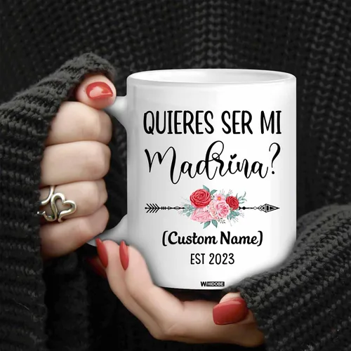 Miniatura 3 de WHIDOBE Personalizado Quieres Ser Mi Madrina, Padrino De Bautizo, Bautizo Recuerdos Juego De 2 Tazas 2023, Propuesta de Padrinos de Dios, Quieren