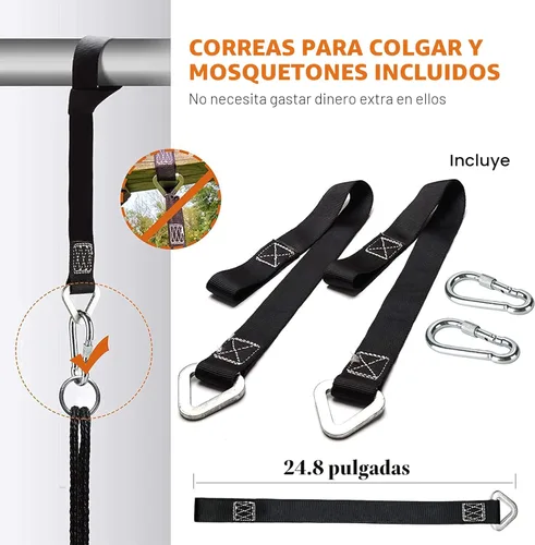 Miniatura 4 de PACEARTH Columpio de árbol de 40 pulgadas, capacidad de peso de 900 libras, 2 correas colgantes adicionales, cuerdas ajustables de múltiples hebras