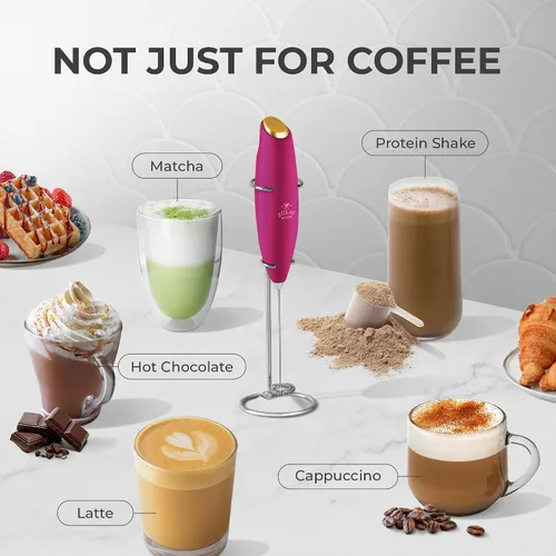 Miniatura 504 de Zulay Milk Boss Espumador de leche potente manual, hace espuma para latte, batidor para mezclar bebidas, café, miniespumador para capuchino, frappé