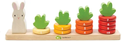 Tender Leaf Toys - Contando zanahorias - Apilador de anillos de madera - Juguete educativo para aprendizaje temprano, conteo, clasificación de