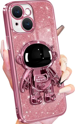 Miniatura 11 de Buleens Funda para iPhone 13 Pro Astronauta, Fundas Transparentes para iPhone 13 Pro con Papel Brillante y Soporte de Astronauta, Mujeres Niñas Rosa