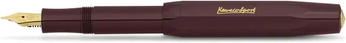 Kaweco CLASSIC SPORT Pluma estilográfica Bordeaux con plumín de acero chapado en oro de 23 quilates y punta de iridio para cartuchos de tinta I