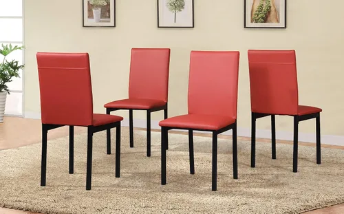 Miniatura 9 de Roundhill Furniture Noyes - Silla de comedor de piel sintética con marco de metal, juego de 4, color negro