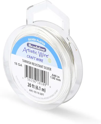 Miniatura 19 de Artistic Wire, alambre para manualidades de calibre 22 bañado en plata, resistente a las manchas, color cobre, blanco, 9,1 m