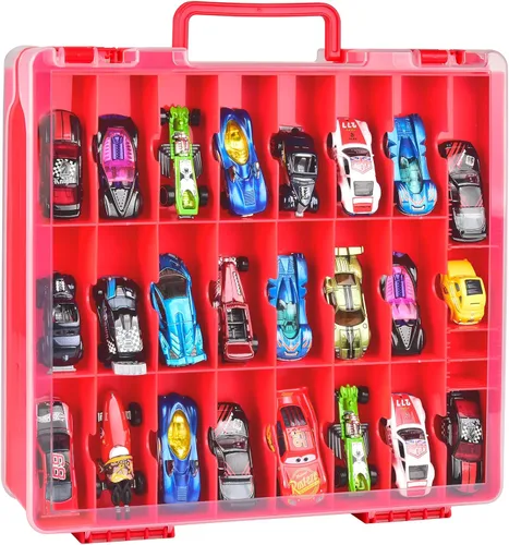 Miniatura 8 de Estuche organizador de almacenamiento de juguetes de doble cara para autos Hot Wheels, para autos de Matchbox, para mini juguetes, para muñecas Negro