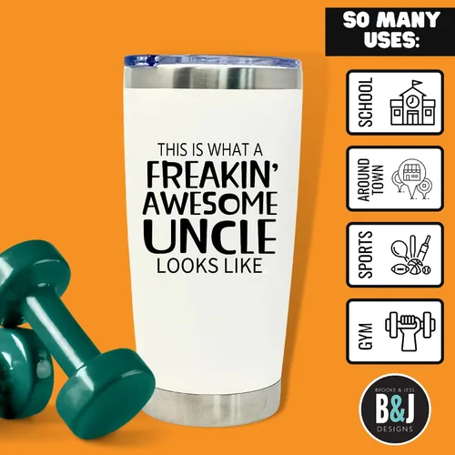 Miniatura 3 de Brooke & Jess Designs Vaso de acero inoxidable aislado al vacío para tíos – Taza de café de viaje grande – Regalos divertidos para tío – Taza