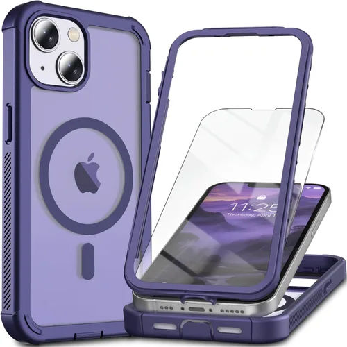 Miniatura 19 de Funda magnética para iPhone 13 Pro Max, protector de pantalla, compatible con MagSafe, protección contra caídas de grado militar, protección
