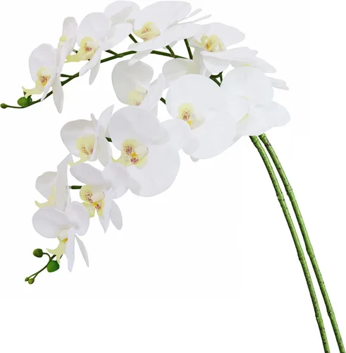 Miniatura 14 de Htmeing Flores artificiales de Phalaenopsis de 38 pulgadas, ramas de tacto real (no seda), flores de orquídeas para decoración de hogar, oficina