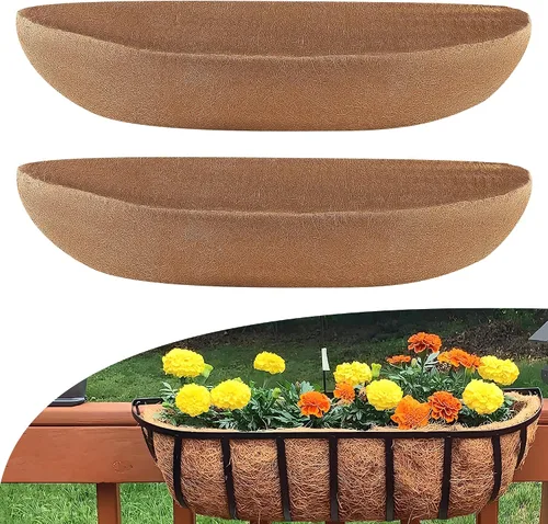 Miniatura 8 de Sinimaka Revestimientos de coco para macetas de 24 pulgadas, paquete de 4 forros de fibra de coco para macetas, cestas de flores, plantas de jardín