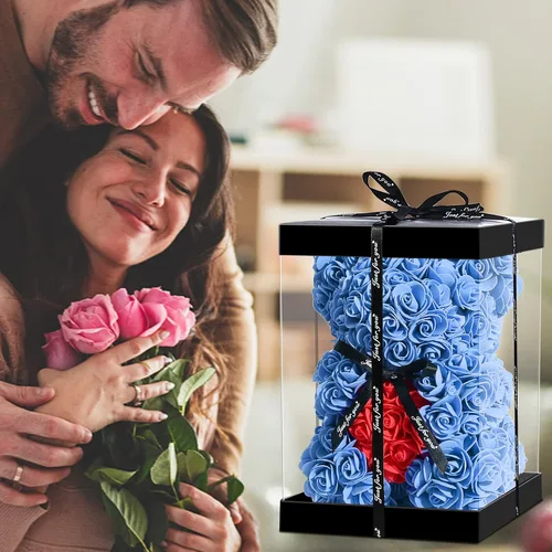 Miniatura 4 de Double Couple Regalo para mamá y mujer, bonito oso de rosas, adorable oso artificial, el mejor regalo para el día de San Valentín, día de la madre
