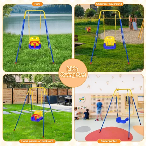 Miniatura 8 de Columpio 3 en 1 para niños pequeños, columpio plegable para interiores y exteriores para bebé, columpios multifuncionales para niños de 6 meses
