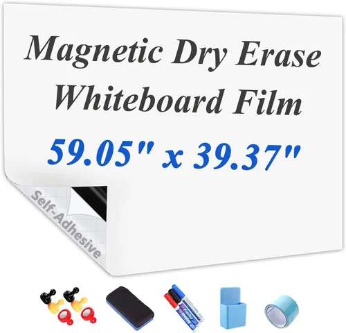 Miniatura 13 de Papel magnético de borrado en seco con adhesivo, película de pizarra blanca de 24 x 12 pulgadas para pared, fácil de escribir y limpiar, pizarra