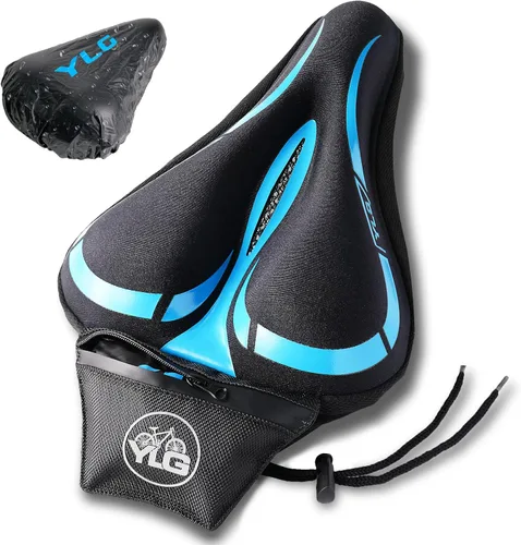 YLG Funda de asiento de bicicleta, espuma viscoelástica y gel para asiento de bicicleta para hombres y mujeres, cómoda funda de asiento de bicicleta
