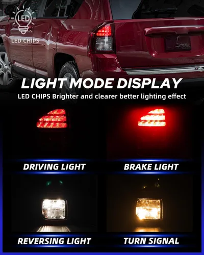 Miniatura 2 de AUTOONE - Para 2014 2015 2016 2017 Jeep Compass luces traseras de fábrica con bombillas, lado del conductor (LH)