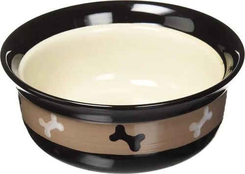 PetRageous 10071 City Pets Bones - Tazón de comida y agua para perros apto para lavavajillas, 6.125 pulgadas de diámetro, 2.5 pulgadas de alto,