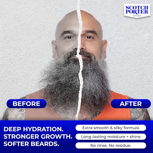 Miniatura 4 de Scotch Porter Acondicionador restaurador de barba sin enjuague, suavizante acondicionador profundo con sensación ligera, reduce el encrespamiento