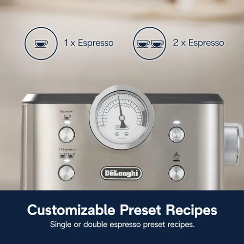 Miniatura 16 de De’Longhi Máquina de café espresso clásica con espumador de leche, bomba de 15 bares y control de temperatura - Kit de cafetera barista