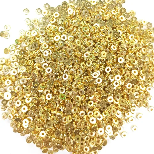 Miniatura 2 de 1800 cuentas espaciadoras redondas planas doradas de 6mm (0.236 in), cuentas de disco sueltas para hacer joyas para pulseras, collares, aretes DIY