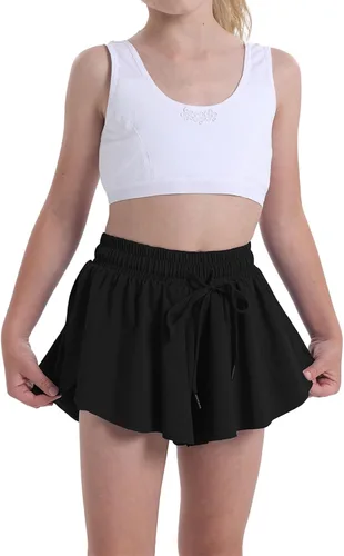 Pantalones cortos fluidos para adolescentes y niñas, atléticos, gimnasio, correr, ciclista, pantalones cortos de mariposa para jóvenes
