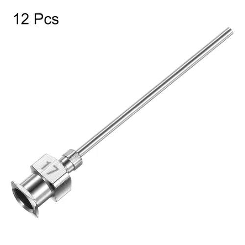 Miniatura 3 de HARFINGTON 12 agujas dispensadoras de acero inoxidable calibre 17, 1 1/2 pulgadas, tubo de aguja de pegamento de metal, puntas romas, Luer Lock