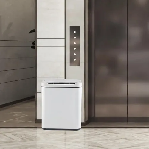 Miniatura 5 de ELPHECO Basurero de acero inoxidable para oficina, con sensor de movimiento, sin contacto, cubo de basura inteligente automático para cocina, Blanco