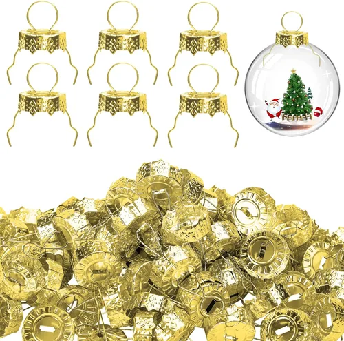 Miniatura 9 de moonoom 100 tapas redondas de adorno de Navidad, perchas de repuesto para árbol de Navidad, porcelana, cerámica o vidrio, decoraciones de bricolaje