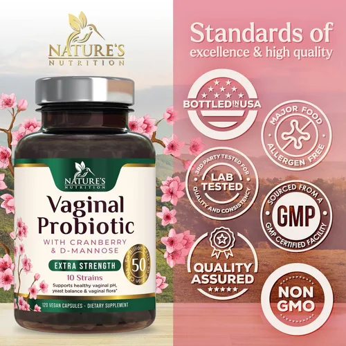 Miniatura 4 de Probióticos vaginales para mujeres, equilibrio de pH con prebióticos y lactobacilos, 50 mil millones de UFC por cápsula, suplementos de salud