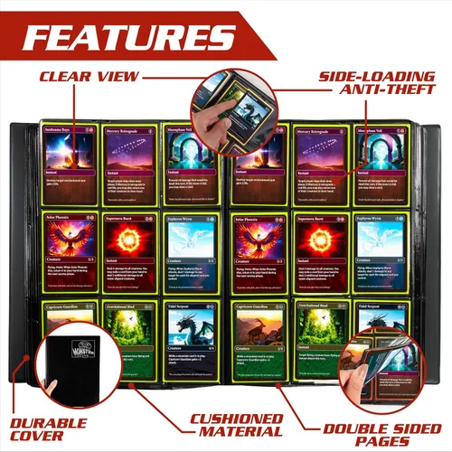 Miniatura 4 de Monster Mega XL - Álbum de tarjetas coleccionables de 9 bolsillos, dos veces más grueso que la carpeta original de Monster con 40 páginas, capacidad