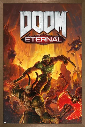 Miniatura 16 de Trends International Doom Eternal - Póster de pared Marauder, 22.4 pulgadas de largo x 14.7 pulgadas, versión enmarcada en madera de granero