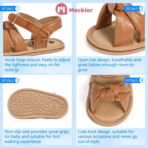 Miniatura 117 de Meckior Sandalias de verano con punta abierta y suave de piel sintética para bebés y niñas pequeñas