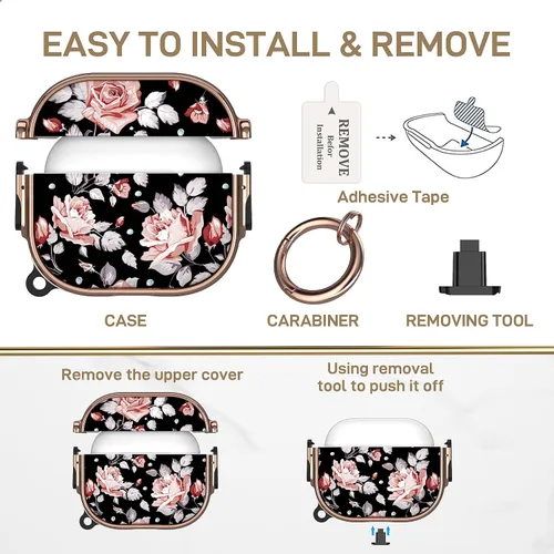 Miniatura 4 de Maxjoy Funda para AirPods 3 con Cerradura, Funda para AirPod 3 con Cerradura de Flores Protectora Rígida para AirPod de 3ª Generación para Mujeres