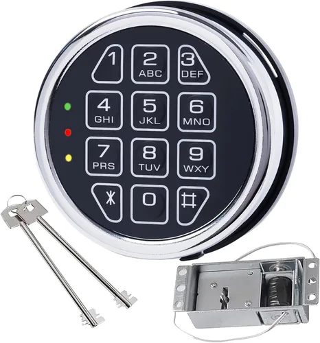 Miniatura 8 de Cerradura Electrónica de Caja Fuerte de Alta Seguridad - Teclado de Reemplazo con Cerradura de Solenoide y 2 Llaves de Anulación, Compatible
