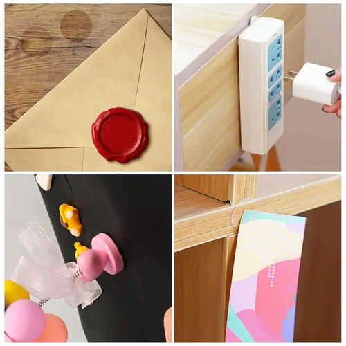 Miniatura 5 de 360 PCS Calcomanías Adhesivas de Cera para Sellar de Doble Cara - Masilla Pegajosa Removible para Respaldo de Sellado (1 Pulgada)
