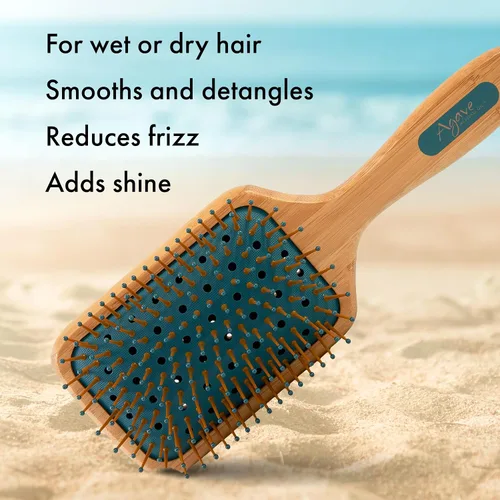 Miniatura 4 de Agave Natural Bamboo Paddle Brush Cepillo ligero desenredante y alisador para el cabello