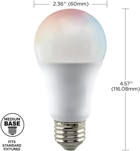 Miniatura 7 de Satco S11275 Starfish A19 Bombilla LED inteligente LED que cambia de color, funciona con Siri, Alexa, Google Assistant, SmartThings, 2700K-5000K